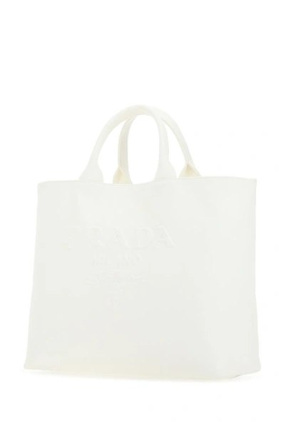 Shop Prada Woman White Canvas Handbag