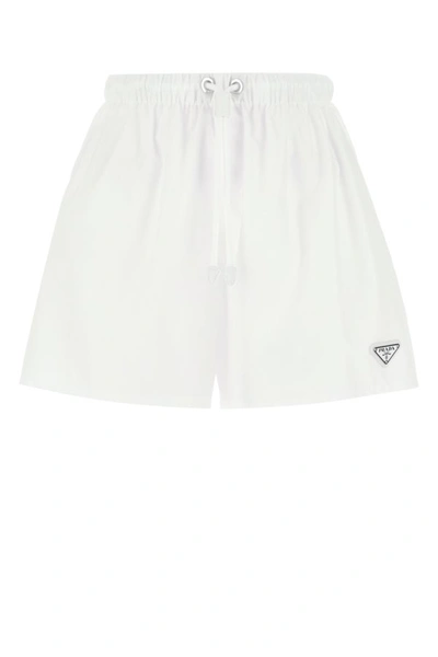 Shop Prada Woman White Nylon Shorts
