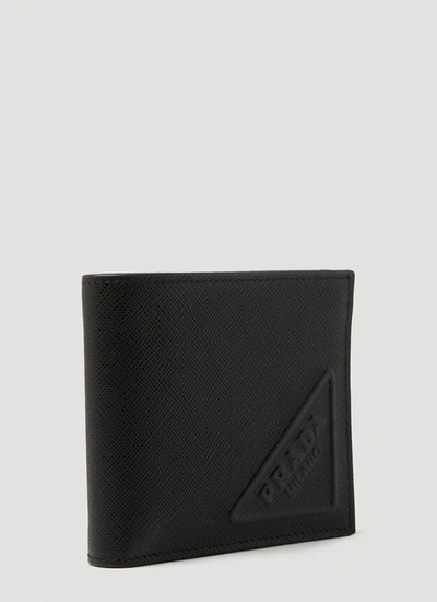 Shop Prada Women Bi-fold Logo Wallet In Black