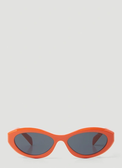 Shop Prada Women Symbole Oval Sunglasses In Orange