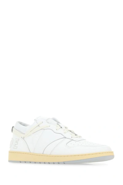 Shop Rhude Man White Leather Rhecess Sneakers