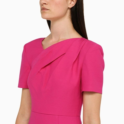Shop Roland Mouret Asymmetrical Fuchsia Sheath Dress Women In Pink