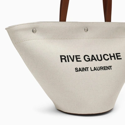 Shop Saint Laurent Greige Rive Gauche Tote Bag Women In Multicolor