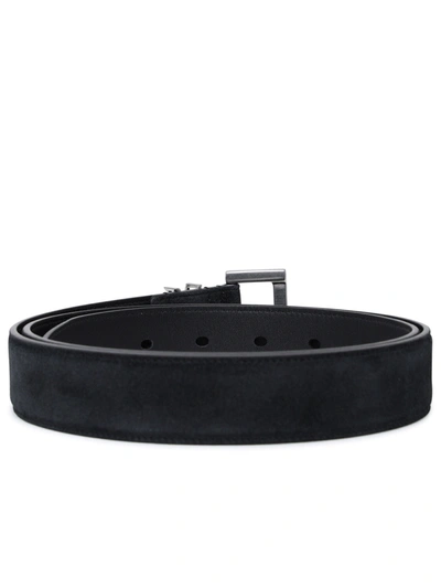 Shop Saint Laurent Man  Ysl Black Suede Belt