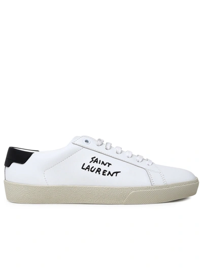 Shop Saint Laurent Man  White Leather Sneakers
