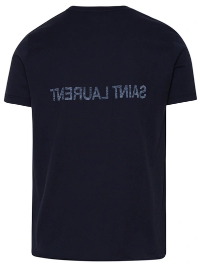 Shop Saint Laurent Blue Cotton T-shirt Man