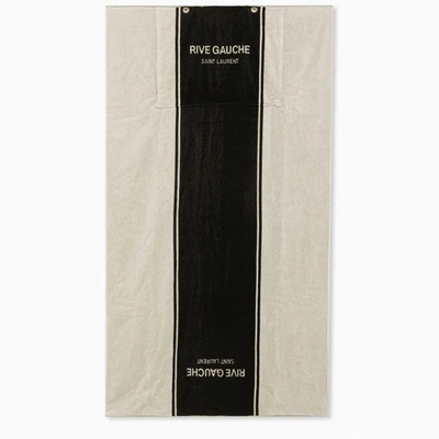 Saint Laurent Rive Gauche Tote In Black And White Terry Cloth In Black