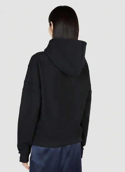 Shop Saint Laurent Women Embroidered Logo Hooded Sweatshirt In Black