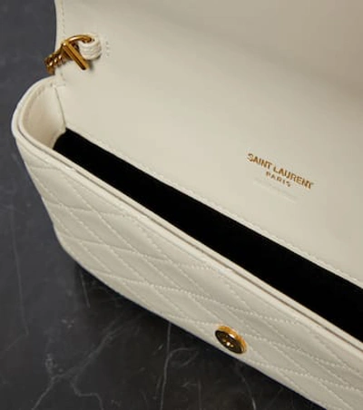 Shop Saint Laurent Women Gaby Leather Chain Phone Holder In White