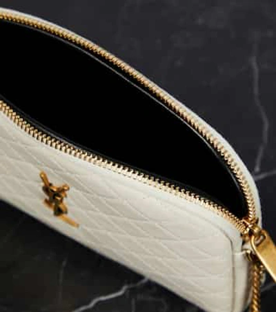Shop Saint Laurent Women Gaby Leather Shoulder Bag In White