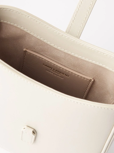 Shop Saint Laurent Women Mini Le 5 À 7 Leather Shoulder Bag In White