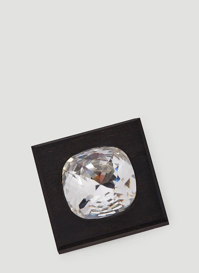 Shop Saint Laurent Women Mounted Crystal Clip-on Earrings In Black In Silver