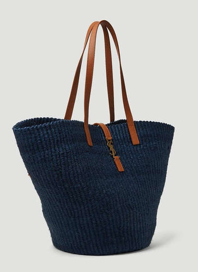 Shop Saint Laurent Women Panier Medium Tote Bag In Blue