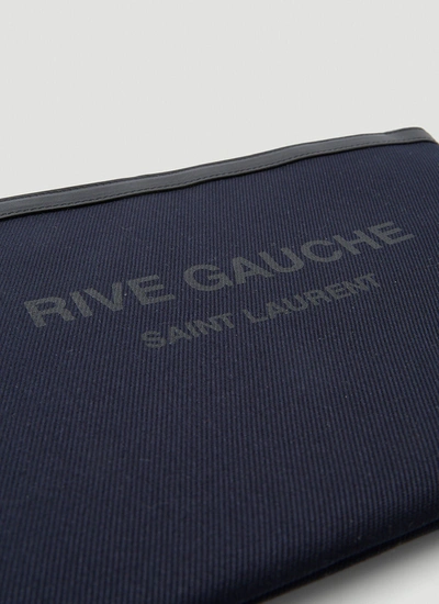 Shop Saint Laurent Women Rive Gauche Logo Pouch In Navy In Blue