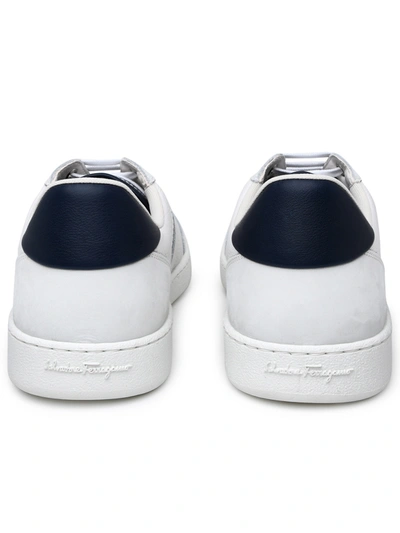 Shop Ferragamo Salvatore  Man White Leather Sneakers