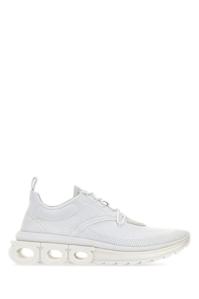 Shop Ferragamo Salvatore  Man White Tech Knit Nima Sneakers