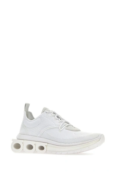 Shop Ferragamo Salvatore  Man White Tech Knit Nima Sneakers