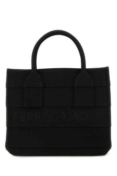 Shop Ferragamo Salvatore  Woman Black Fabric Beach S Handbag