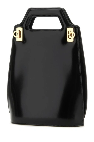 Shop Ferragamo Salvatore  Woman Black Leather Mini Wanda Handbag