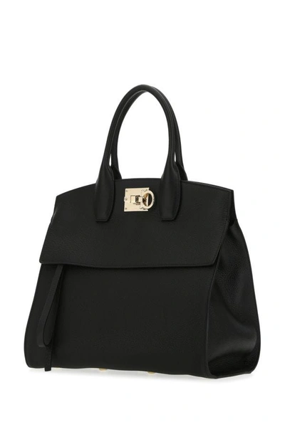 Shop Ferragamo Salvatore  Woman Black Leather Studio Handbag