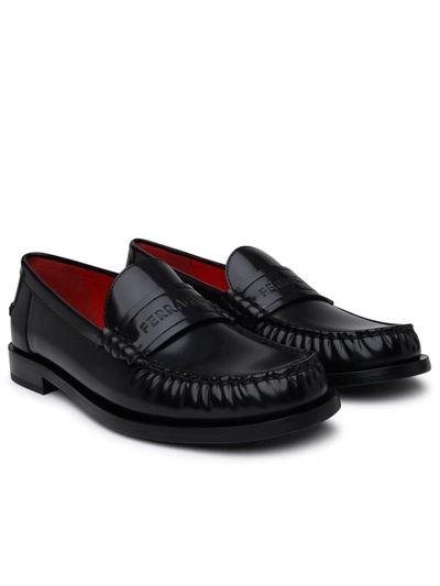 Shop Ferragamo Salvatore  Black Leather Irina Loafers Woman