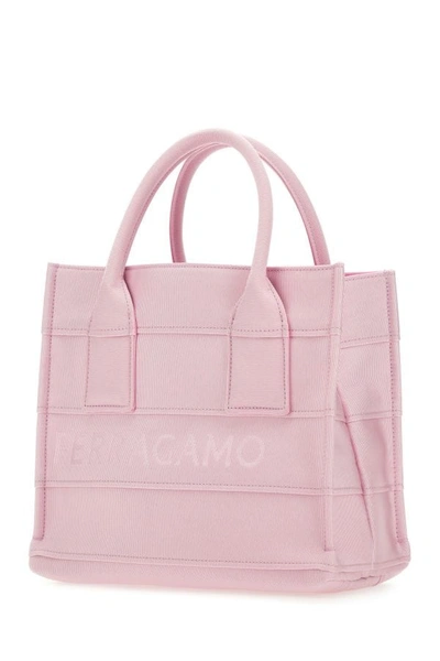 Shop Ferragamo Salvatore  Woman Pink Fabric Beach S Handbag