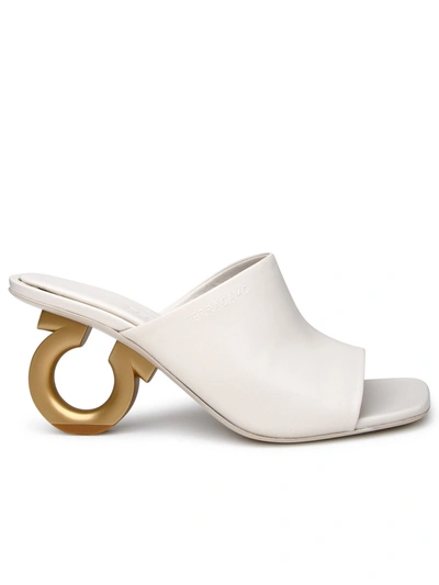 Shop Ferragamo Salvatore  Astro Sandals In Ivory Leather Woman In White
