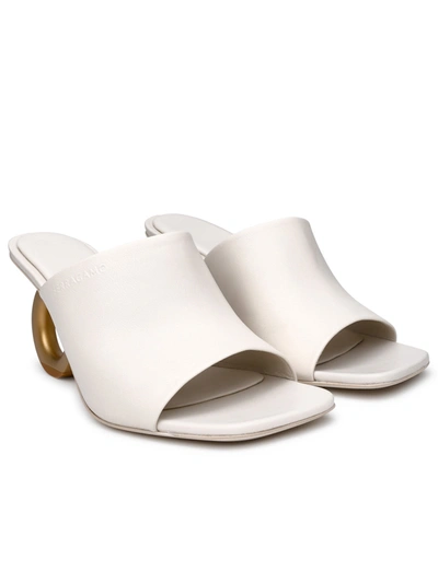 Shop Ferragamo Salvatore  Astro Sandals In Ivory Leather Woman In White