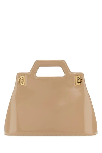 Shop Ferragamo Salvatore  Woman Skin Pink Leather Wanda M Handbag