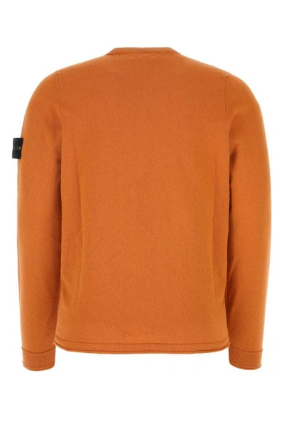 Shop Stone Island Man Orange Cotton Blend Sweater