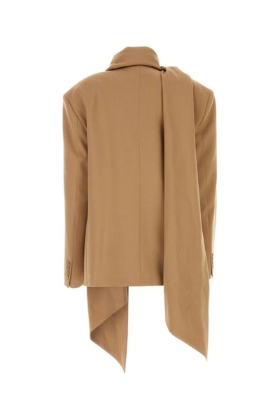 Attico Scarf-embellished Single-breasted Blazer In Brown