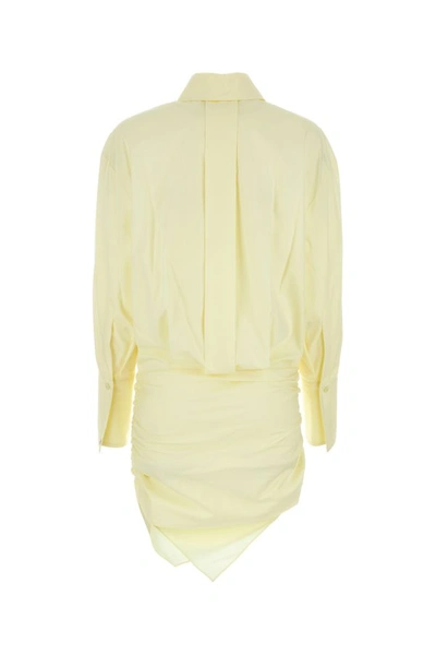 Shop Attico The  Woman Cream Cotton Hatty Mini Dress In Yellow