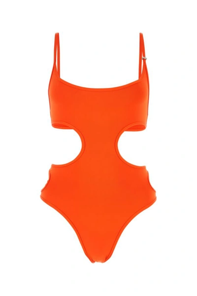 Shop Attico The  Woman Fluo Orange Stretch Nylon Swimsuit