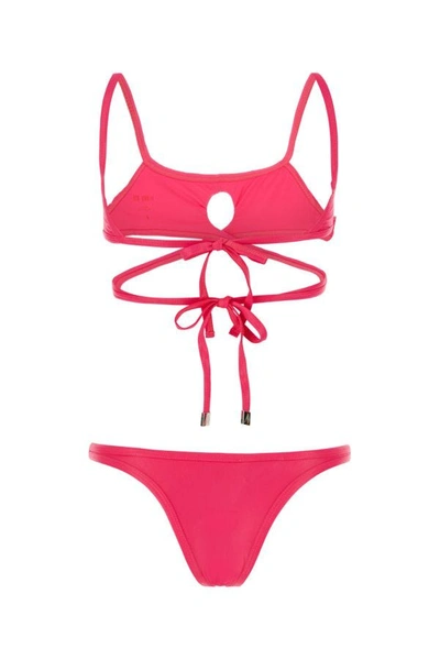 Shop Attico The  Woman Fuchsia Stretch Nylon Bikini In Pink