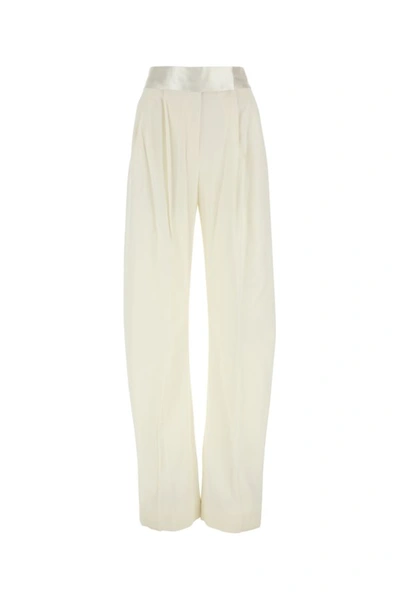 Shop Attico The  Woman Ivory Stretch Wool Wide-leg Gary Pant In White
