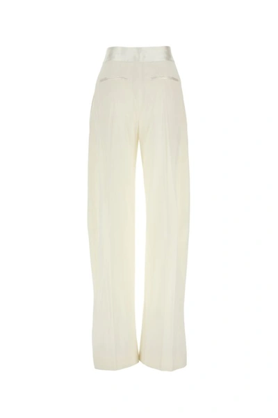 Shop Attico The  Woman Ivory Stretch Wool Wide-leg Gary Pant In White
