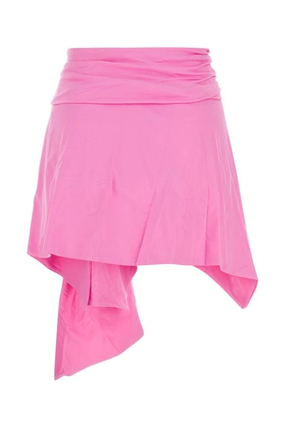 Shop Attico The  Woman Pink Stretch Nylon Mini Skirt