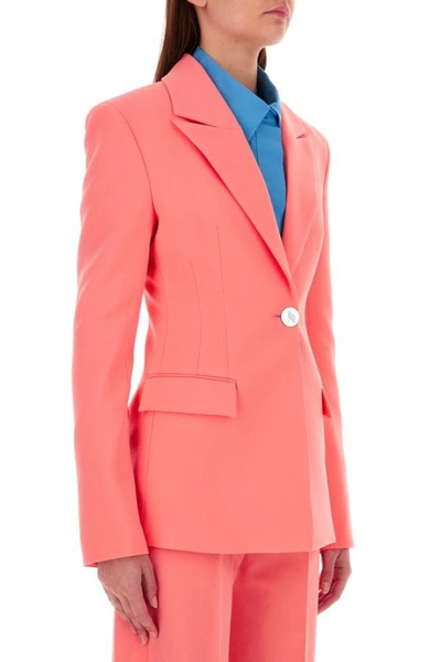 Shop Attico The  Woman Salmon Stretch Nylon Blend Blue Blazer In Pink