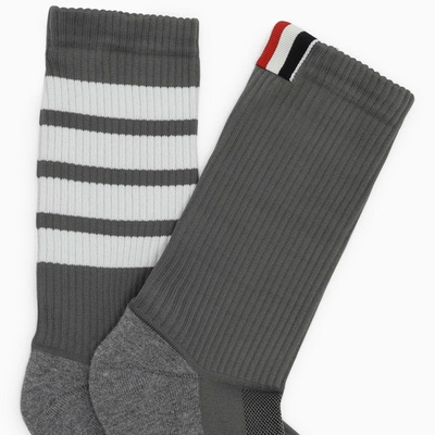 Shop Thom Browne Grey Sports Socks Men In Gray