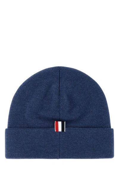 Shop Thom Browne Man Air Force Blue Wool Beanie Hat