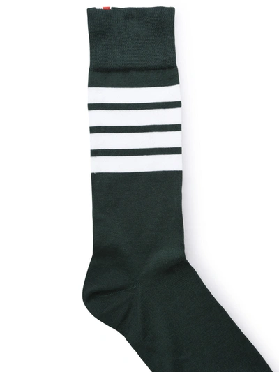 Shop Thom Browne Man Green Cotton Blend Sock
