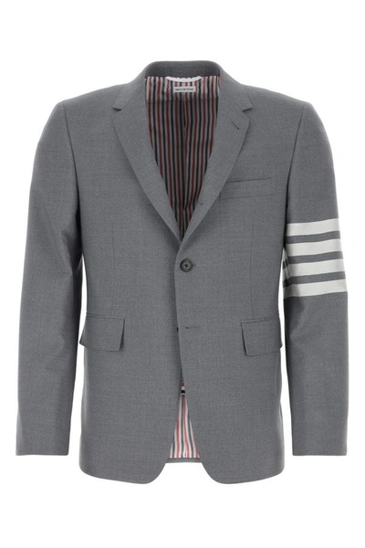 Shop Thom Browne Man Grey Wool Blazer In Gray