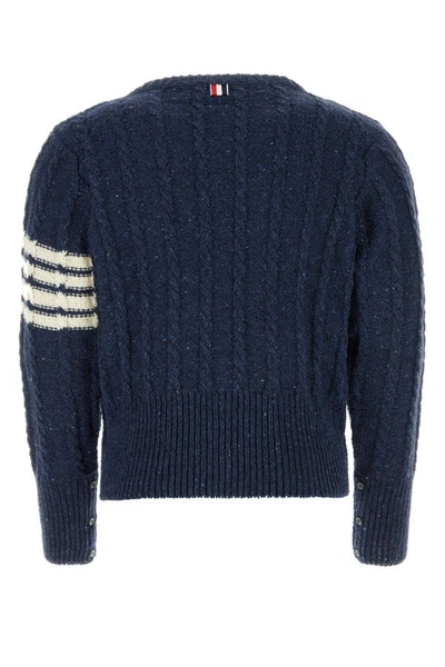 Shop Thom Browne Man Melange Blue Wool Blend Sweater