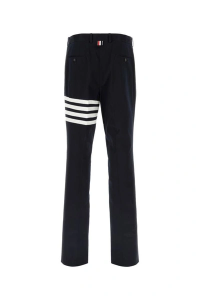 Shop Thom Browne Man Navy Blue Cotton Pant
