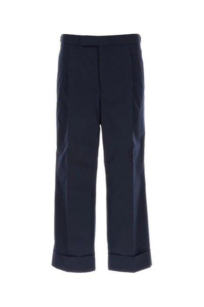 Shop Thom Browne Man Navy Blue Polyester Blend Pant