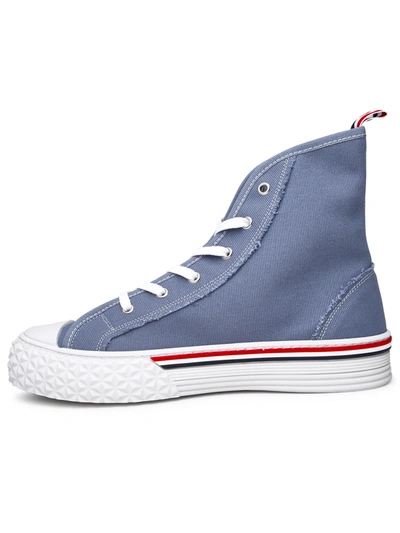 Shop Thom Browne Uomo Sneakers In Light Blue Canvas