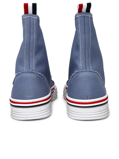 Shop Thom Browne Uomo Sneakers In Light Blue Canvas