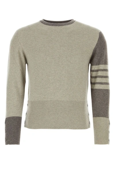 Shop Thom Browne Man Two-tone Cashmere Sweater In Multicolor