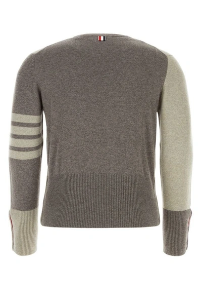 Shop Thom Browne Man Two-tone Cashmere Sweater In Multicolor