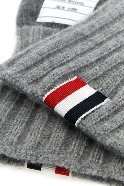 Shop Thom Browne Man Two-tone Wool Gloves In Multicolor